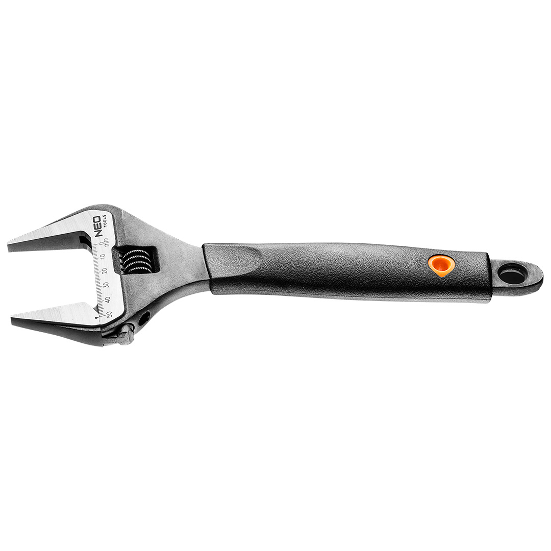 TOP-03-016--Klucz nastawny 250 mm, zakres 0-50 mm, stal CrV, DIN 3117, gumowany uchwyt, certyfikat TÜV M+T, 25 lat gwarancji