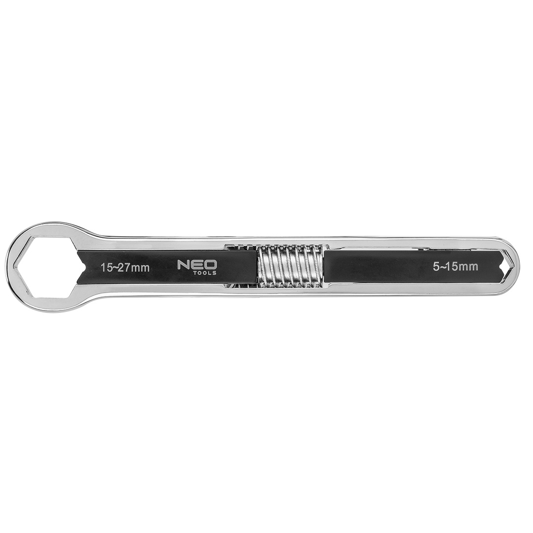TOP-03-031--Klucz oczkowy nastawny, dwustronny, zakres 5 - 27 mm, płynna regulacja zakresu, kuta stal CrV