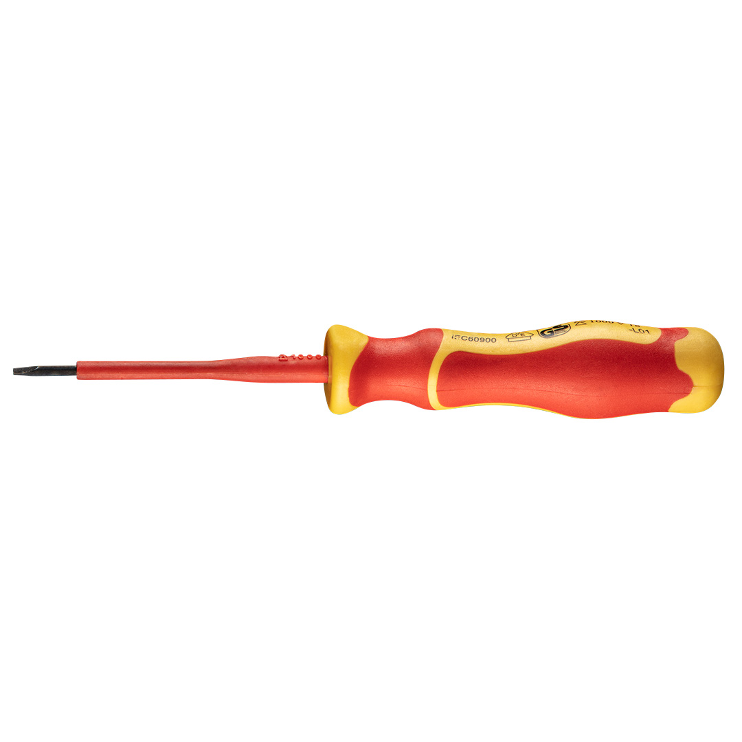 TOP-04-130--Wkrętak płaski 0.4 x 2.5 x 75, 1000V, rękojeść dwumateriałowa, stal S2, certyfikat TÜV