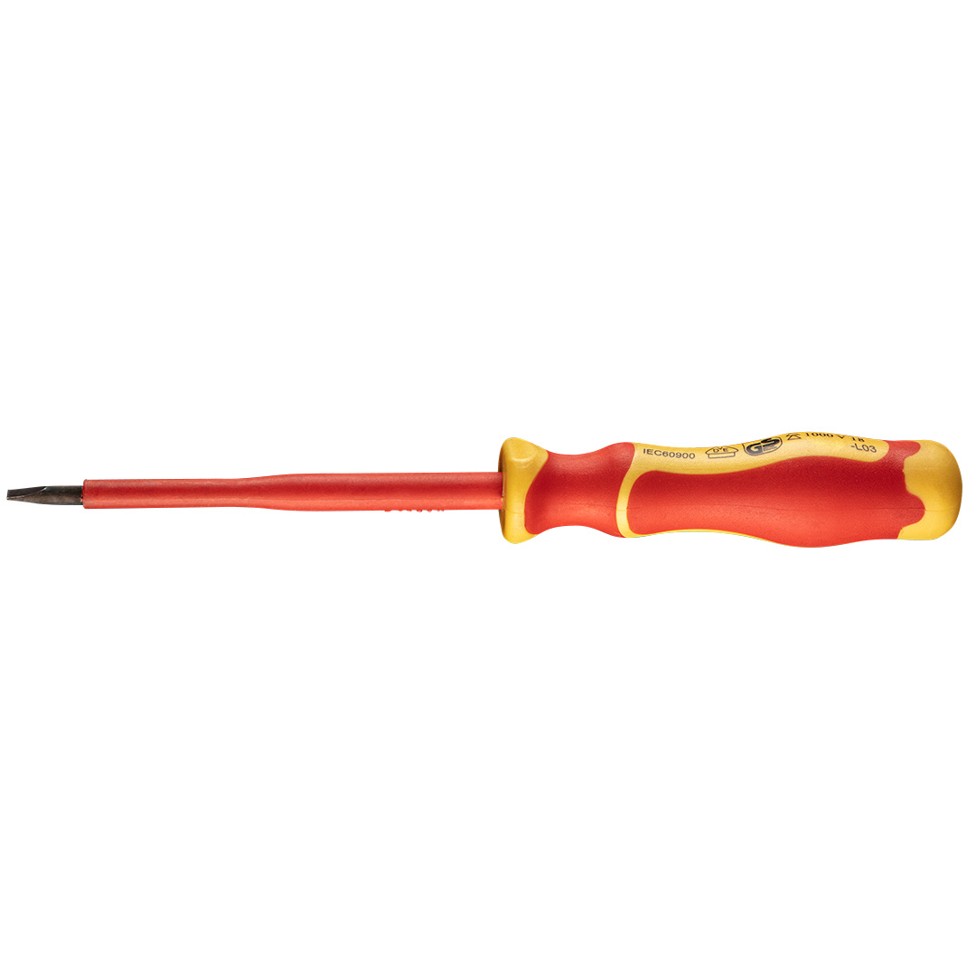 TOP-04-132--Wkrętak płaski 0.8 x 4 x 100, 1000V, rękojeść dwumateriałowa, stal S2, certyfikat TÜV