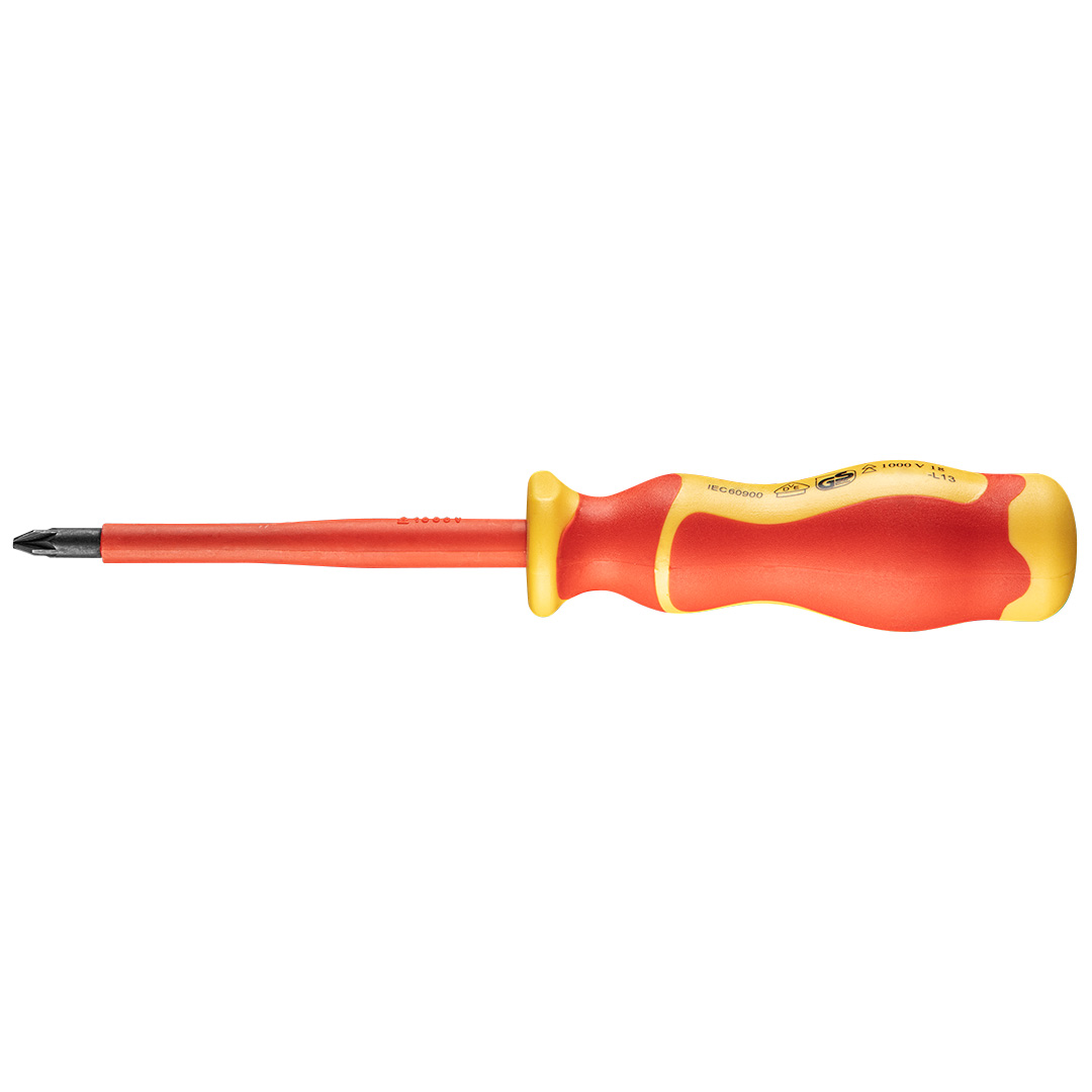 TOP-04-139--Wkrętak PH2 x 6 x 100, 1000V, rękojeść dwumateriałowa, stal S2, certyfikat TÜV