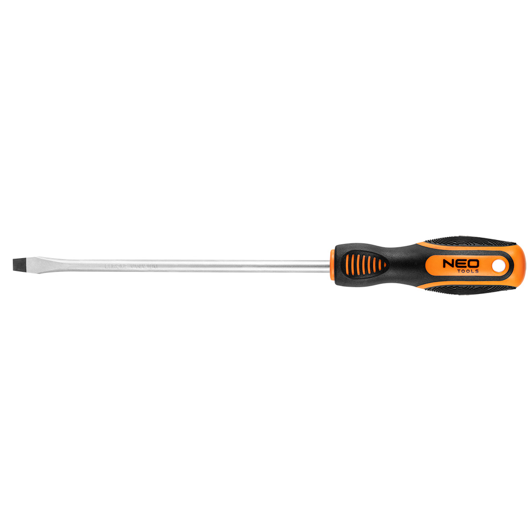 TOP-04-176--Wkrętak płaski 8.0 x 200 mm, hartowana końcówka, magnetyczna końcówka, stal CrV, dwumateriałowy uchwyt