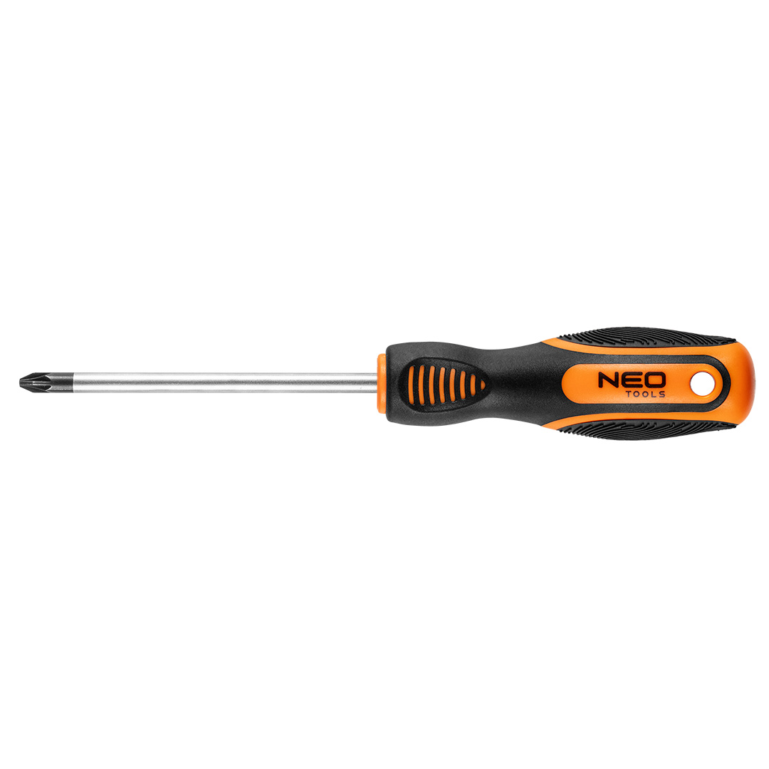 TOP-04-184--Wkrętak krzyżowy PZ2 x 100 mm, hartowana końcówka, magnetyczna końcówka, stal CrV, dwumateriałowy uchwyt
