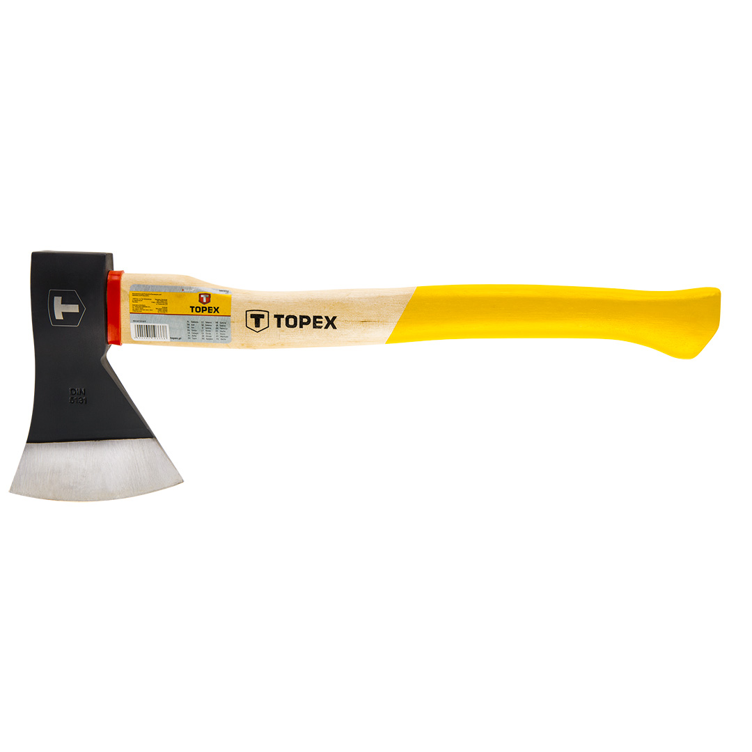TOP-05A142--Siekiera 1250 g, trzonek drewniany, obuch kuty, hartowany strefowo (LxHxW) 710 x 200 x 35 mm, DIN7294
