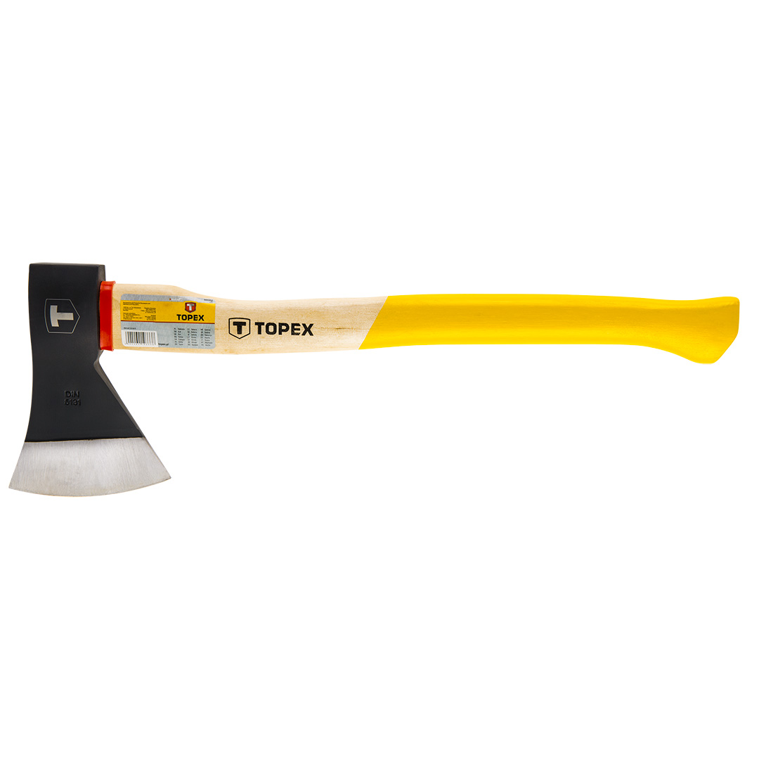 TOP-05A146--Siekiera 1600 g, trzonek drewniany, obuch kuty, hartowany strefowo (LxHxW) 810 x 215 x 40 mm, DIN7294