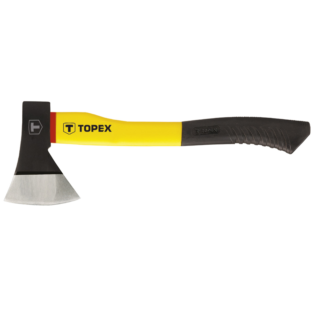 TOP-05A203--Siekiera 1000 g, trzonek z włókna szklanego, obuch kuty, hartowany strefowo, (LxHxW) 610 x 180 x 30 mm, DIN5131, gumowany uchwyt