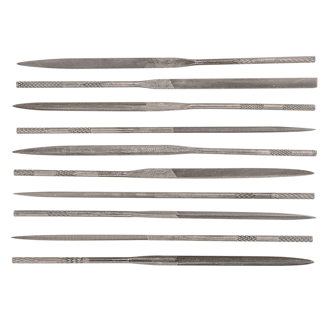 TOP-06A020--Pilniki iglaki do metalu, zestaw 10 szt., L 140, O 3 mm, bez uchwytów