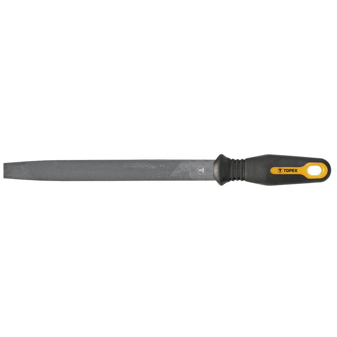 TOP-06A721--Pilnik do metalu płaski, 200 mm, gradacja 2, stal T12, uchwyt dwumateriałowy
