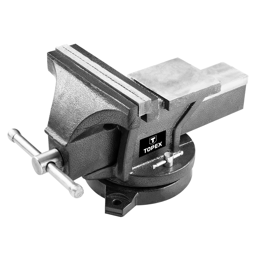 TOP-07A220--Imadło ślusarskie obrotowe 200 mm, z kowadłem. Podstawa wykonana z żeliwa sferoidalnego, korpus wykonany z żeliwa szarego,  szczęki hartowane wykonane ze stali.