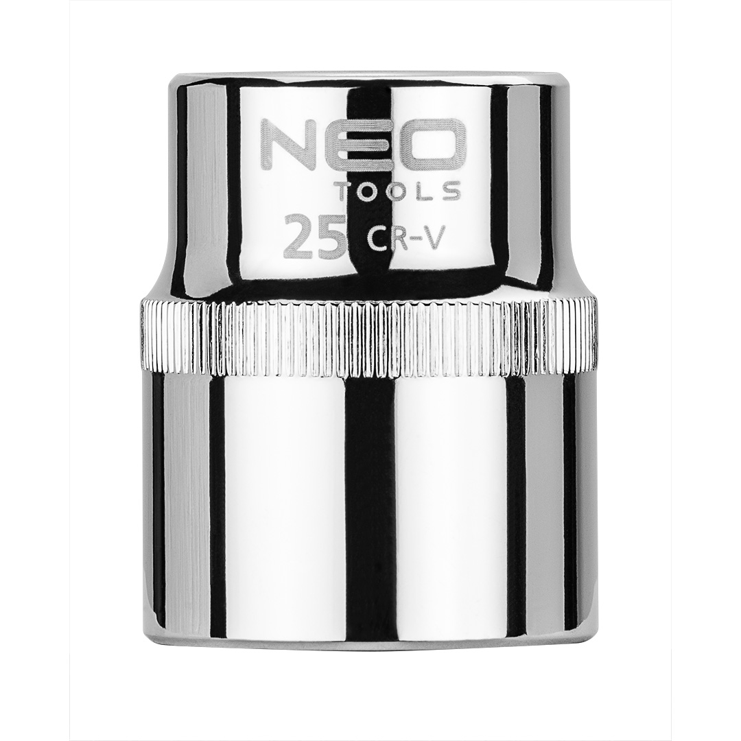 TOP-08-025--Nasadka sześciokątna 1/2", 25 mm, wykonano w technologii Superlock, stal CrV, DIN3124, certyfikat TÜV M+T, 25 lat gwarancji