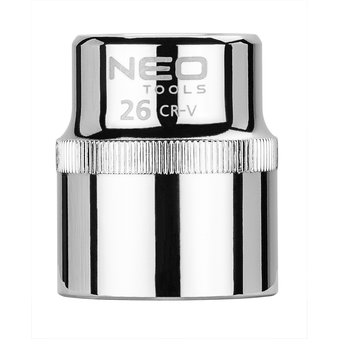 TOP-08-026--Nasadka sześciokątna 1/2", 26 mm, wykonano w technologii Superlock, stal CrV, DIN3124, certyfikat TÜV M+T, 25 lat gwarancji
