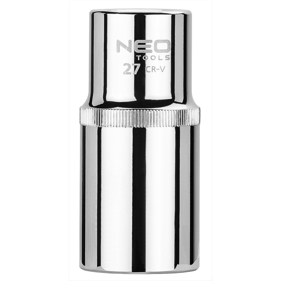 TOP-08-049--Nasadka sześciokątna długa 1/2", 27 mm, wykonano w technologii Superlock, stal CrV, DIN3124, certyfikat TÜV M+T, 25 lat gwarancji