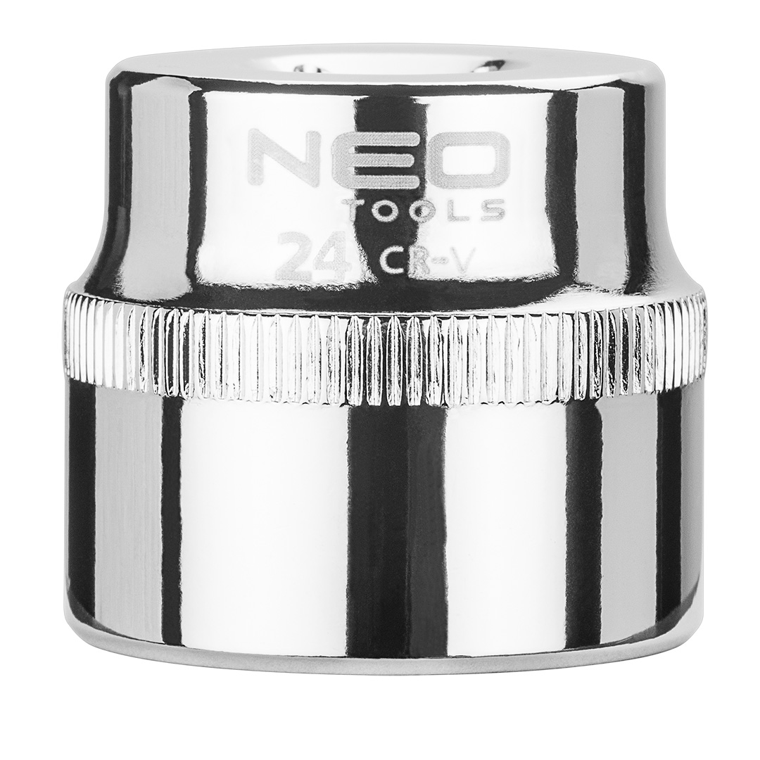 TOP-08-124--Nasadka sześciokątna 3/8", 24 mm, wykonano w technologii Superlock, stal CrV, DIN3124, certyfikat TÜV M+T, 25 lat gwarancji
