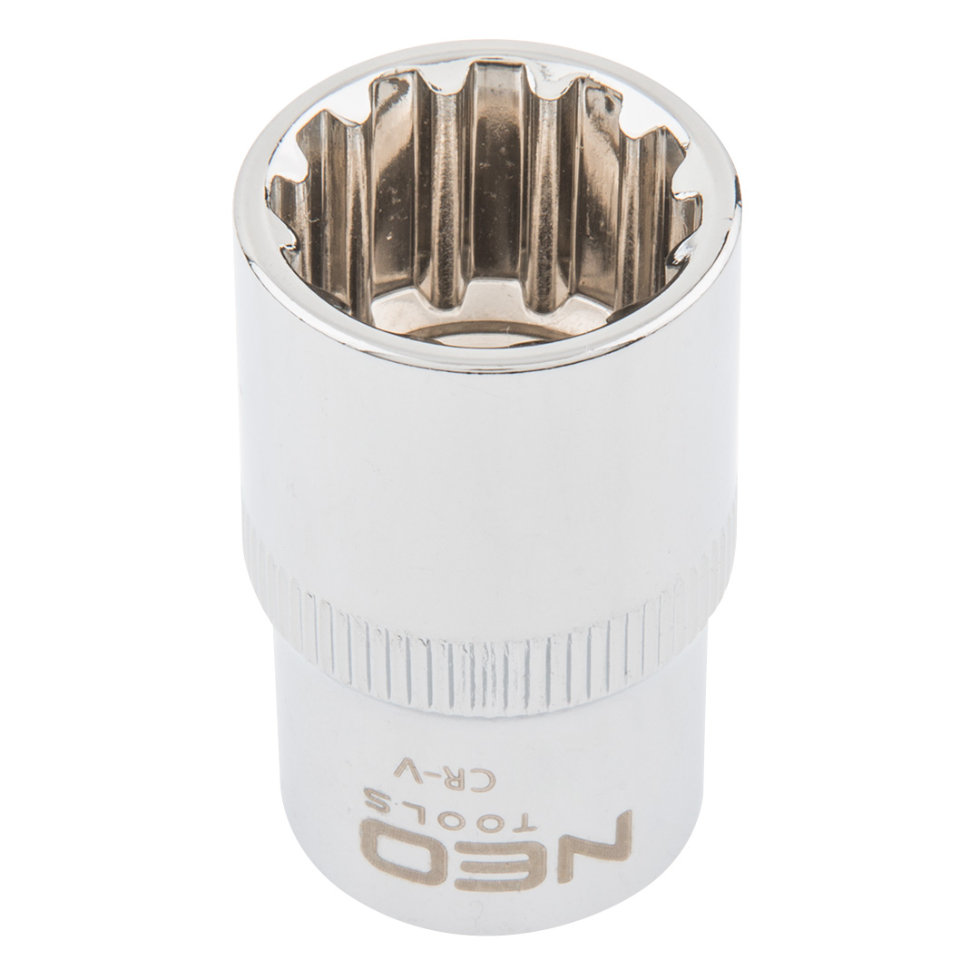TOP-08-581--Nasadka Spline 1/2", 9 mm, sferyczny kształt pasujący do śrub sześciokątnych metrycznych i calowych, dwunastokątnych, kwadratowych, Torx, Spline, stal CrV, DIN3124, certyfikat TÜV M+T, 25 lat gwarancji
