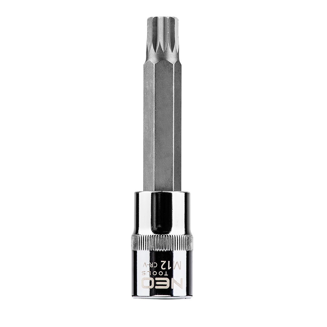 TOP-08-744--Końcówka Spline na nasadce 1/2", M12 x 100 mm, nasadka ze stali CrV, końcówka ze stali S2