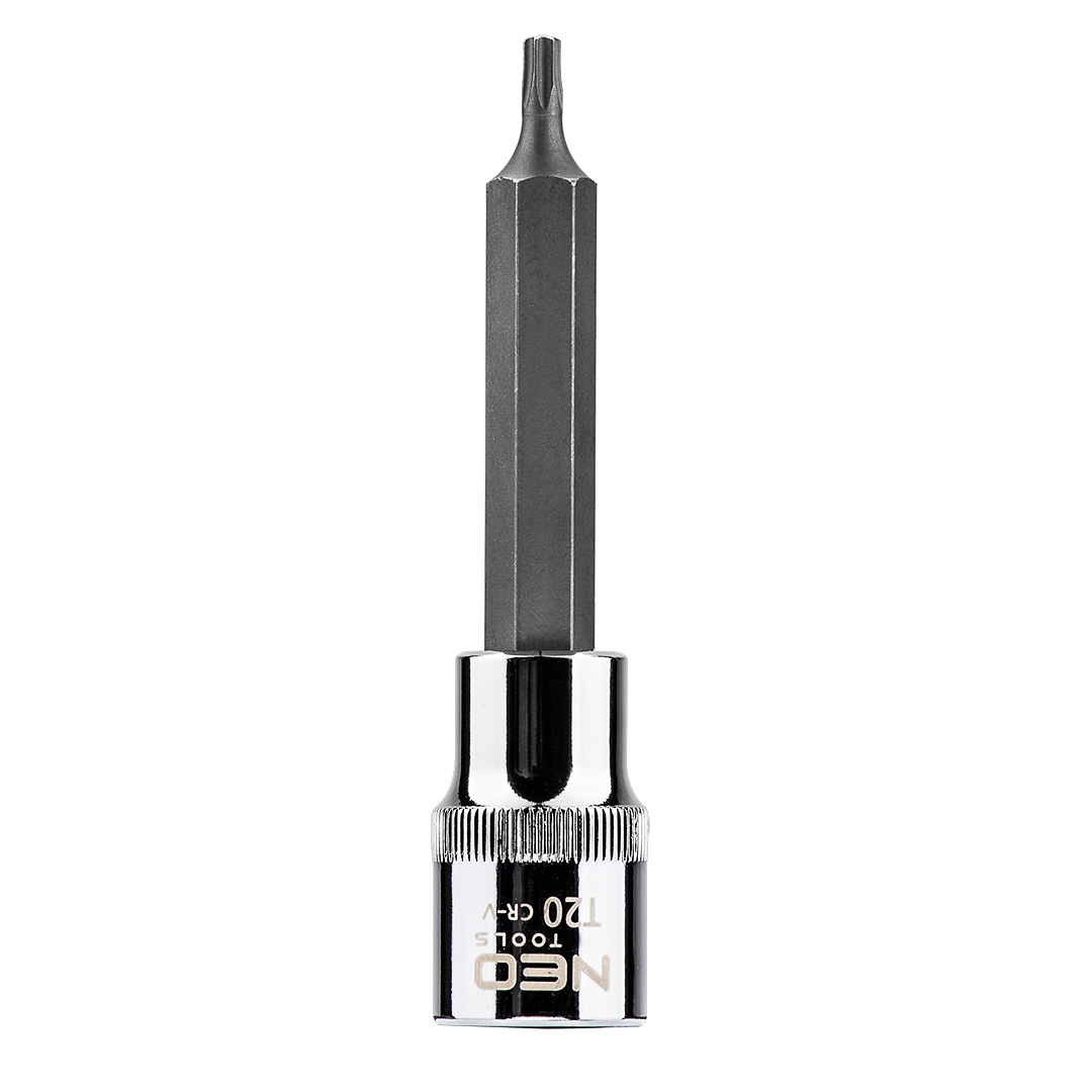 TOP-08-760--Końcówka Torx na nasadce 1/2", T20 x 100 mm, nasadka ze stali CrV, końcówka ze stali S2, certyfikat TÜV M+T, 25 lat gwarancji