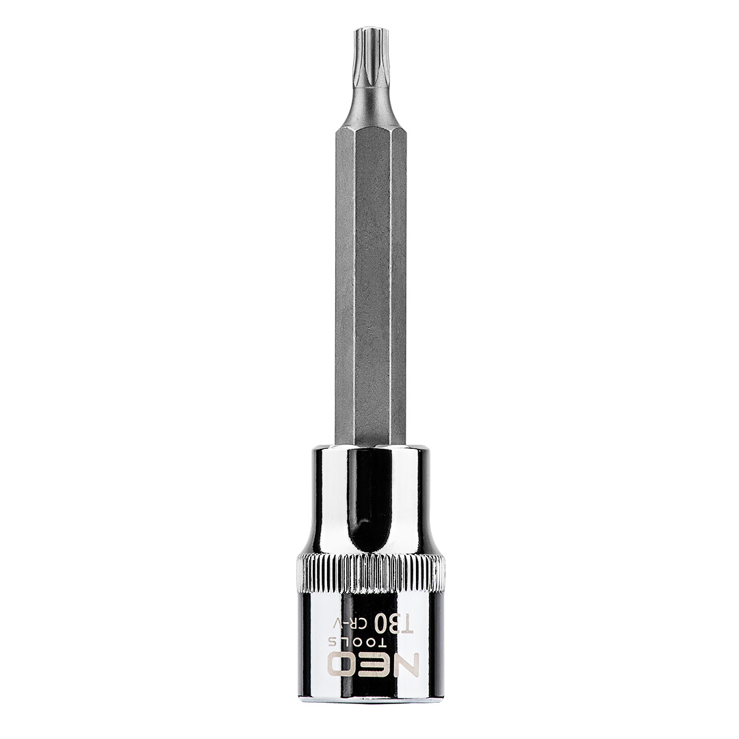 TOP-08-763--Końcówka Torx na nasadce 1/2", T30 x 100 mm, nasadka ze stali CrV, końcówka ze stali S2, certyfikat TÜV M+T, 25 lat gwarancji