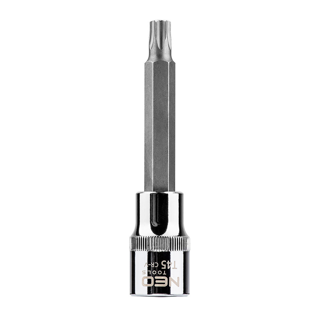 TOP-08-765--Końcówka Torx na nasadce 1/2", T45 x 100 mm, nasadka ze stali CrV, końcówka ze stali S2, certyfikat TÜV M+T, 25 lat gwarancji