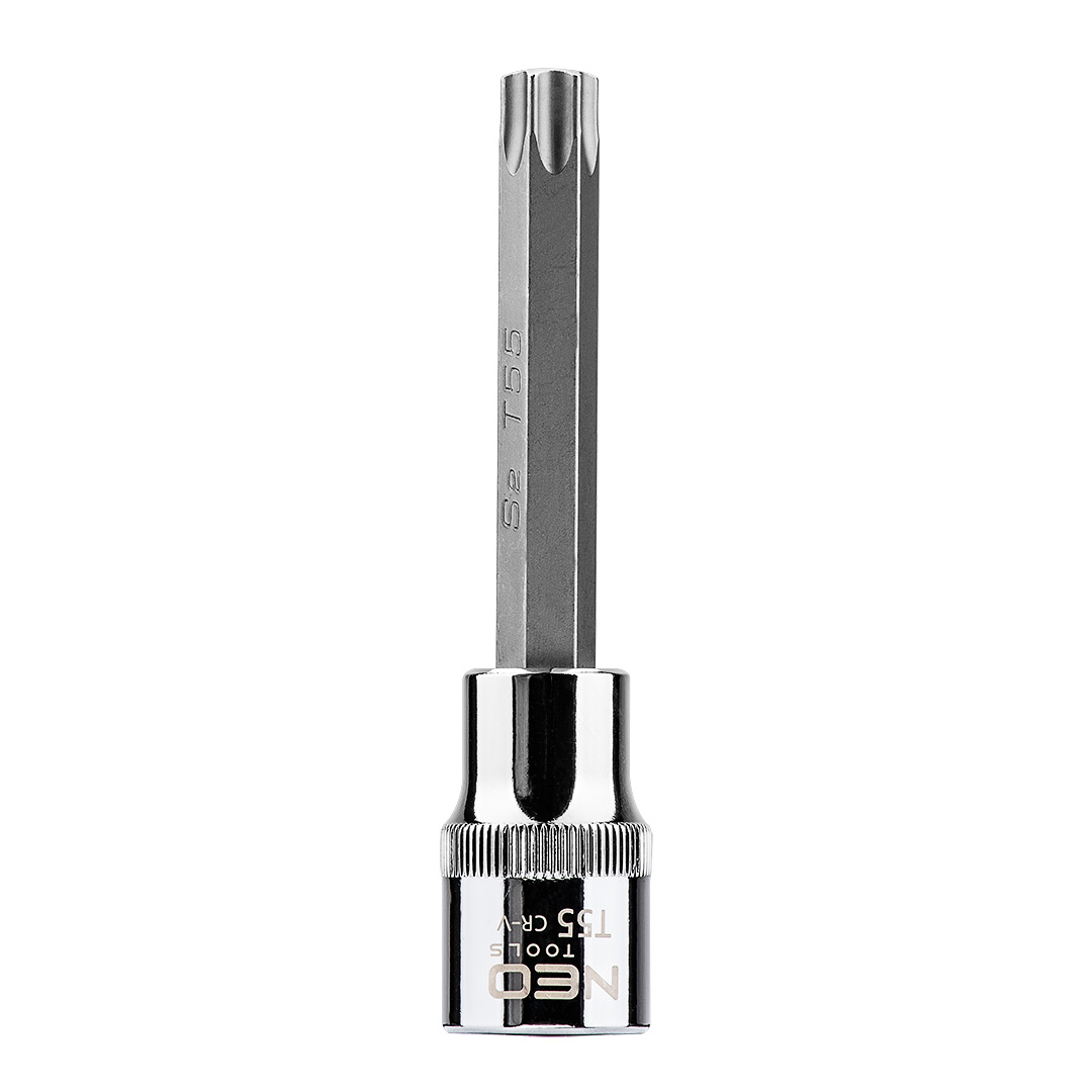 TOP-08-767--Końcówka Torx na nasadce 1/2", T55 x 100 mm, nasadka ze stali CrV, końcówka ze stali S2, certyfikat TÜV M+T, 25 lat gwarancji
