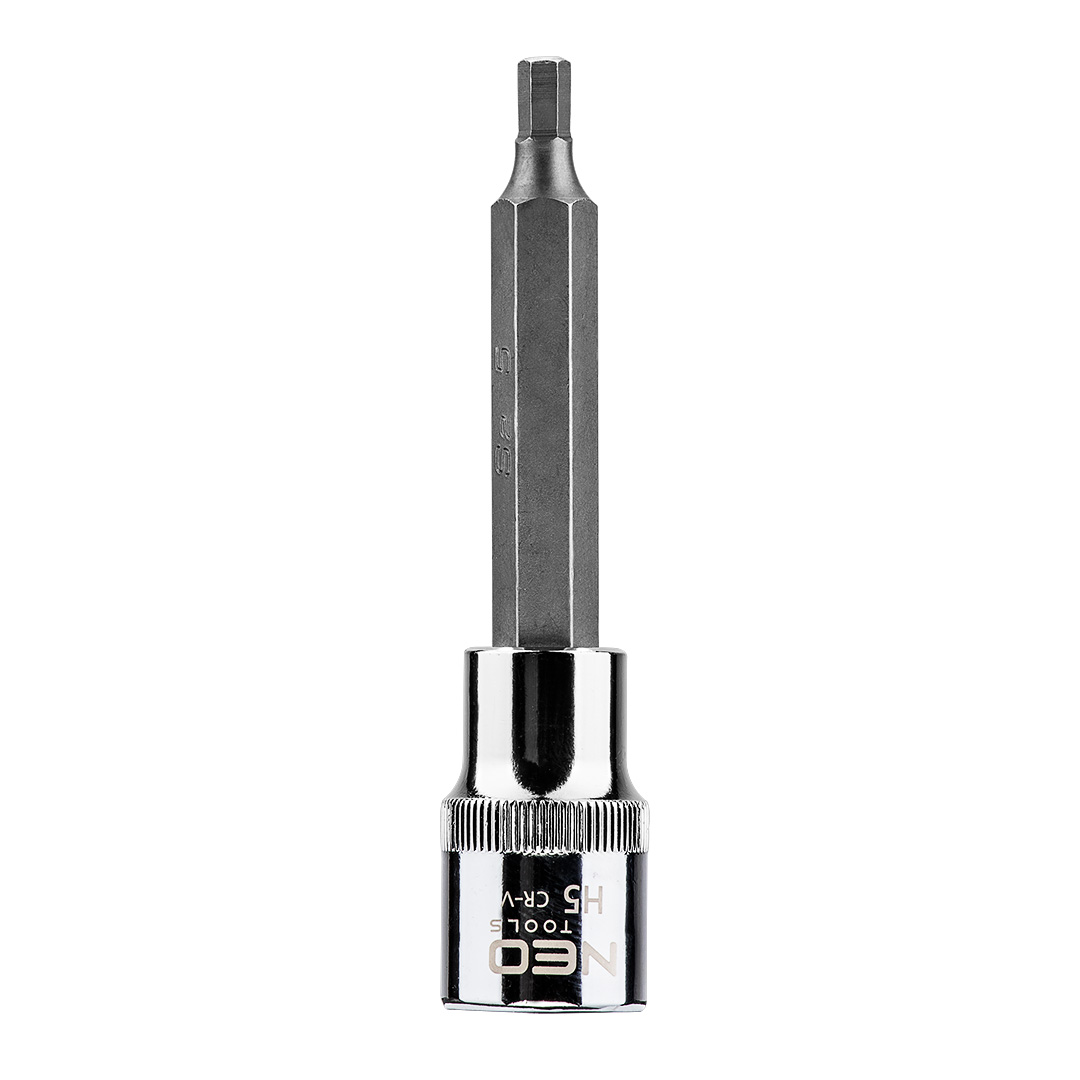 TOP-08-780--Końcówka sześciokątna na nasadce 1/2", H5 x 100 mm, nasadka ze stali CrV, końcówka ze stali S2, certyfikat TÜV M+T, 25 lat gwarancji