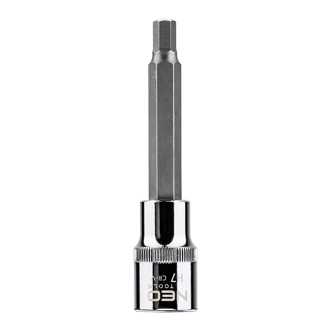 TOP-08-782--Końcówka sześciokątna na nasadce 1/2", H7 x 100 mm, nasadka ze stali CrV, końcówka ze stali S2, certyfikat TÜV M+T, 25 lat gwarancji