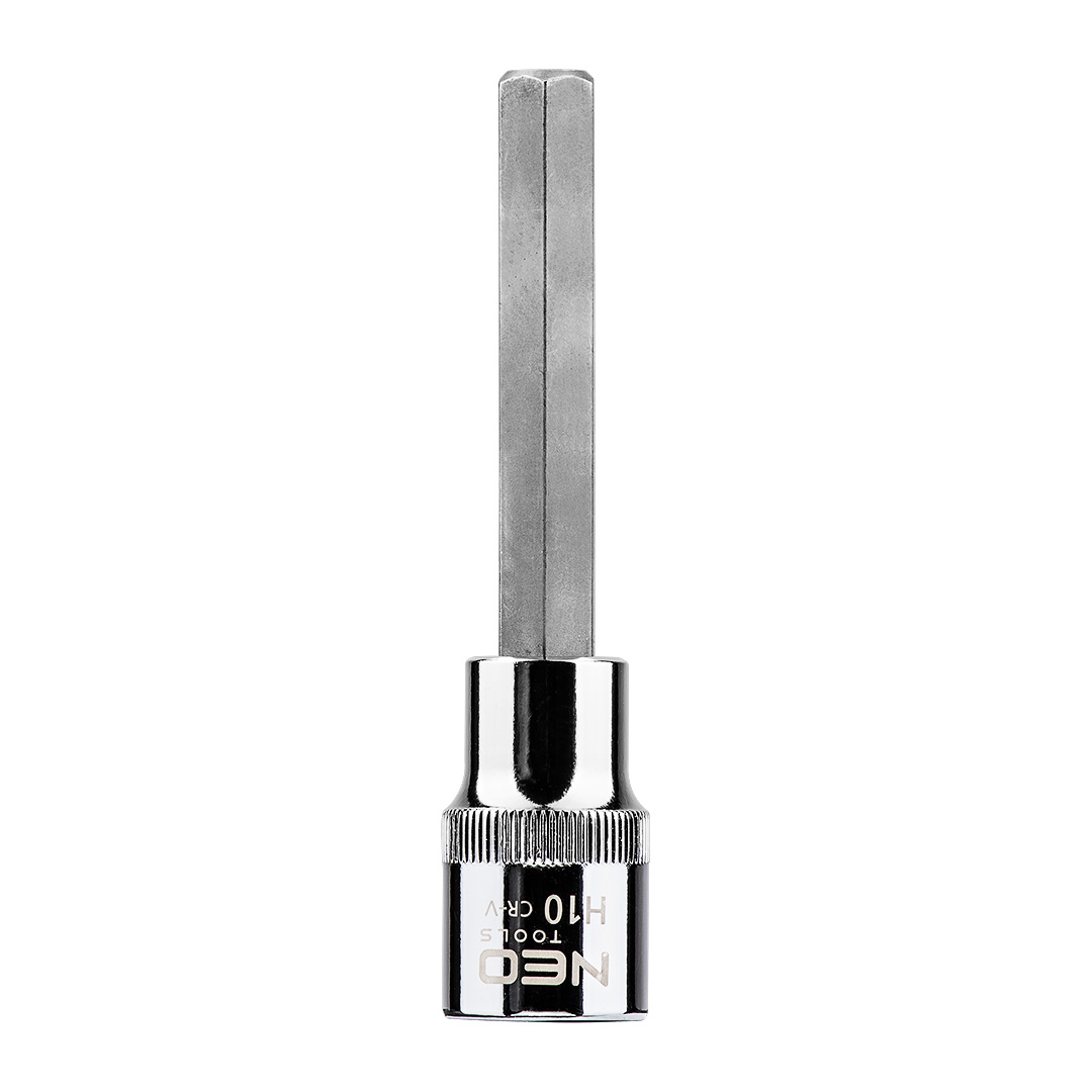 TOP-08-784--Końcówka sześciokątna na nasadce 1/2", H10 x 100 mm, nasadka ze stali CrV, końcówka ze stali S2, certyfikat TÜV M+T, 25 lat gwarancji