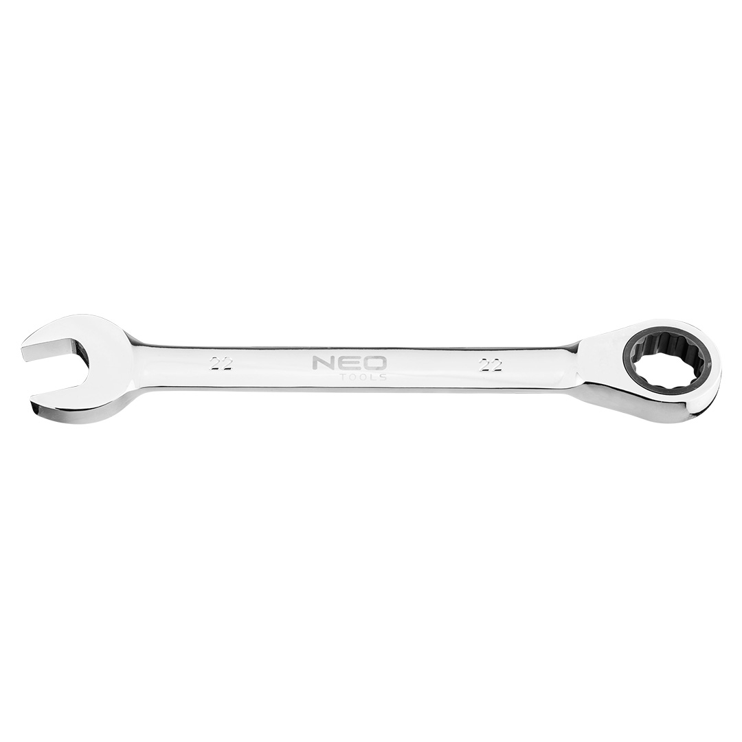 TOP-09-042--Klucz płasko-oczkowy z grzechotką 22 mm, stal CrV, 72-zęby grzechotki, certyfikat TÜV M+T