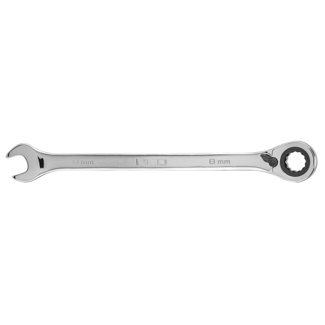 TOP-09-320--Klucz płasko-oczkowy z grzechotką 8 mm, stal CrV, 72-zęby grzechotki