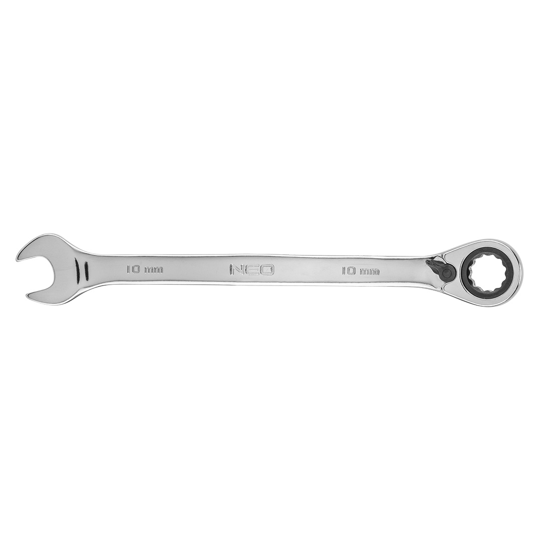 TOP-09-322--Klucz płasko-oczkowy z grzechotką 10 mm, stal CrV, 72-zęby grzechotki
