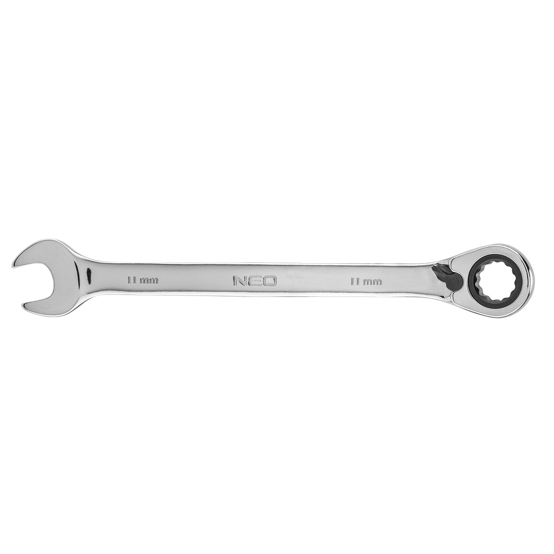 TOP-09-323--Klucz płasko-oczkowy z grzechotką 11 mm, stal CrV, 72-zęby grzechotki