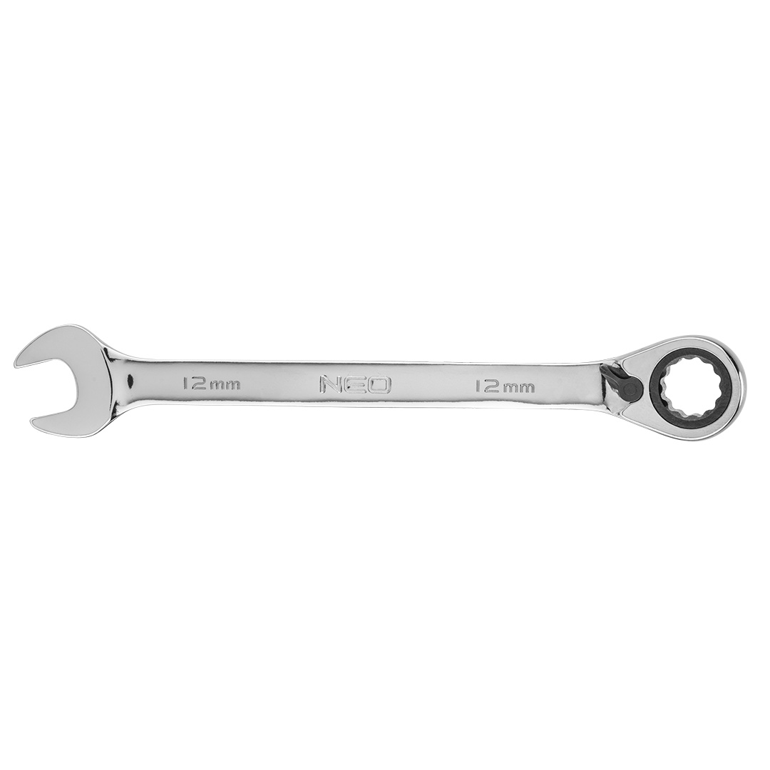 TOP-09-324--Klucz płasko-oczkowy z grzechotką 12 mm, stal CrV, 72-zęby grzechotki