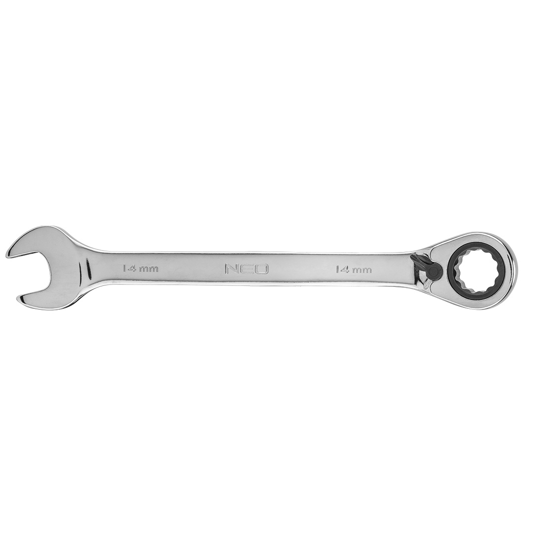 TOP-09-326--Klucz płasko-oczkowy z grzechotką 14 mm, stal CrV, 72-zęby grzechotki