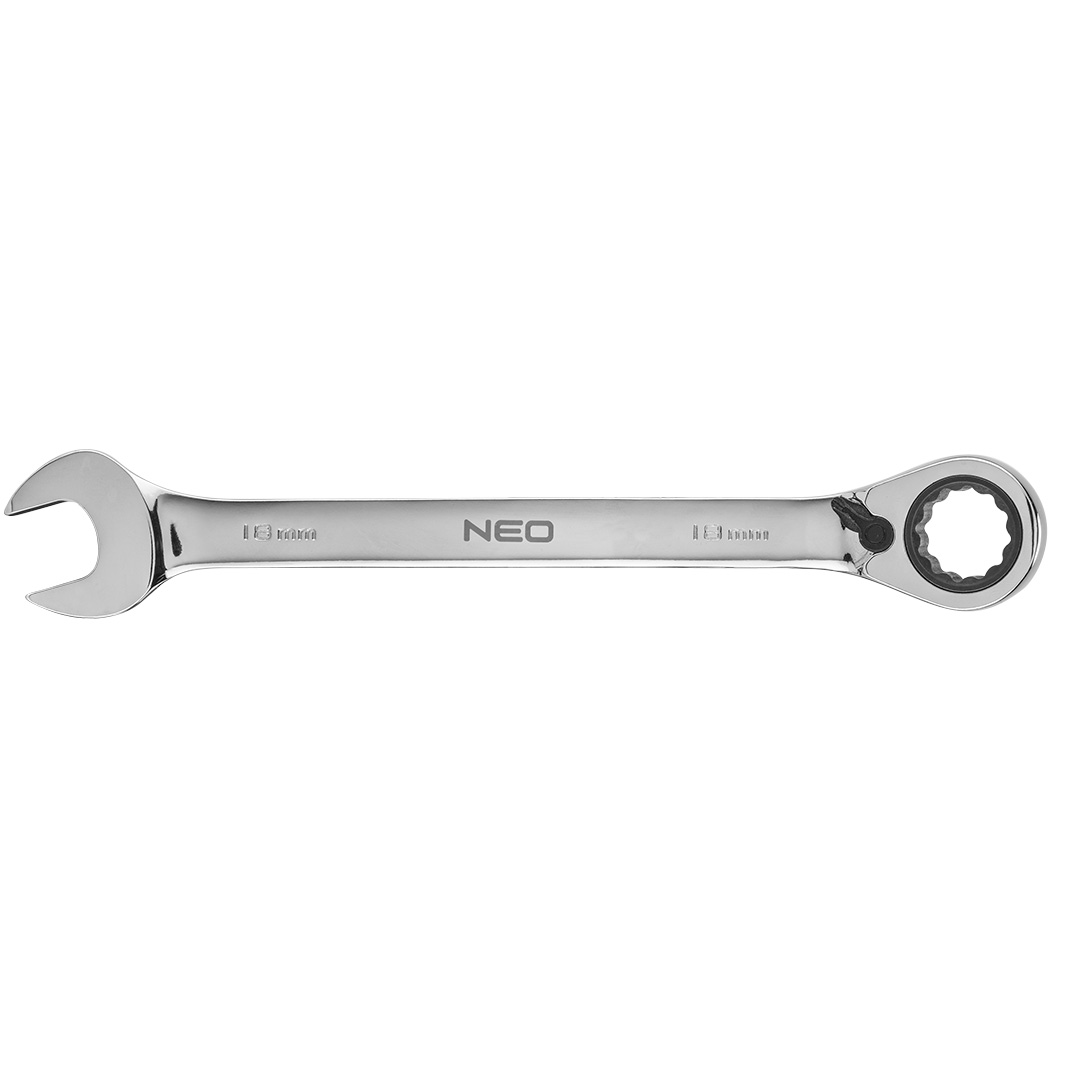 TOP-09-330--Klucz płasko-oczkowy z grzechotką 18 mm, stal CrV, 72-zęby grzechotki