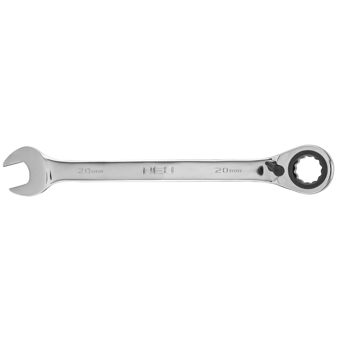 TOP-09-332--Klucz płasko-oczkowy z grzechotką 20 mm, stal CrV, 72-zęby grzechotki