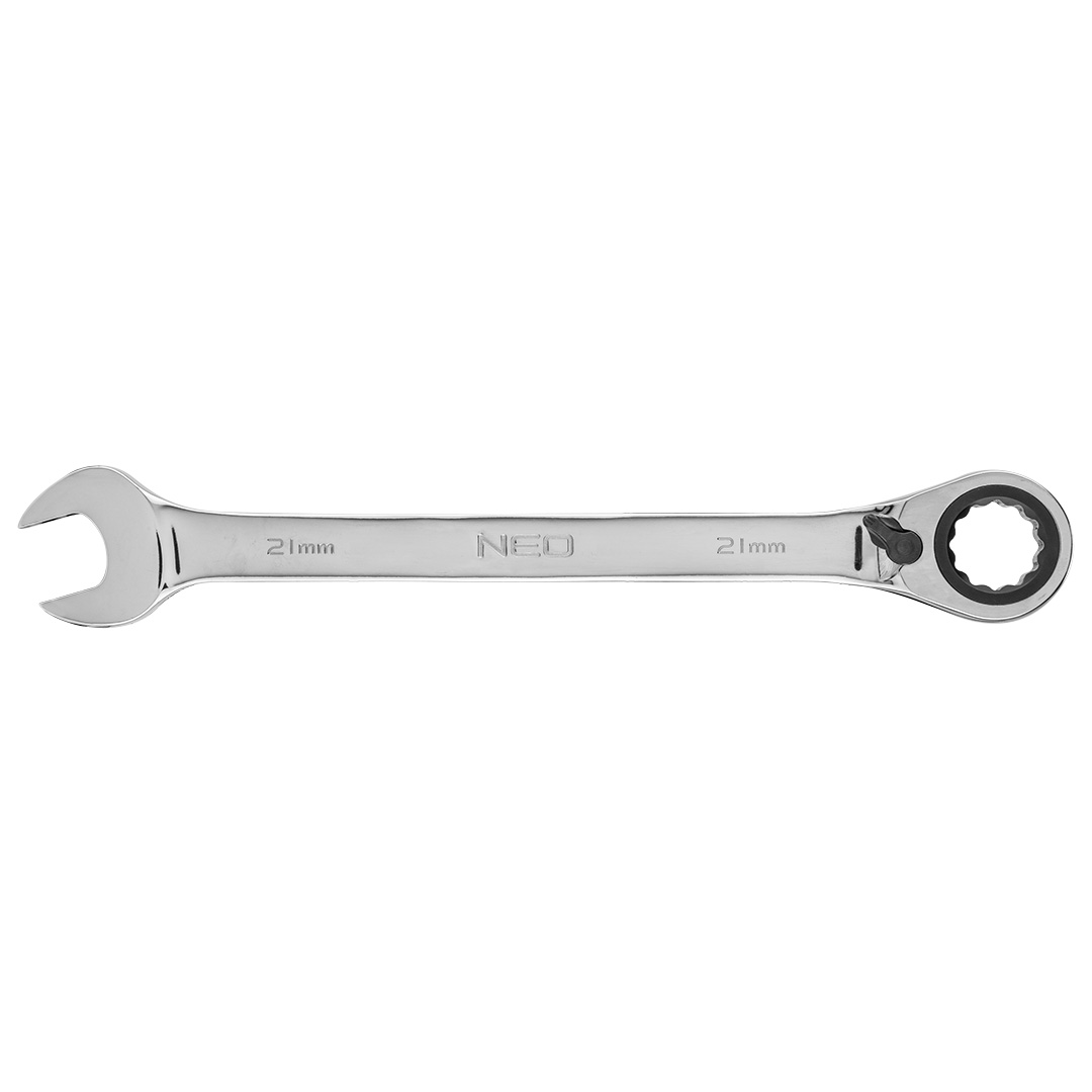 TOP-09-333--Klucz płasko-oczkowy z grzechotką 21 mm, stal CrV, 72-zęby grzechotki