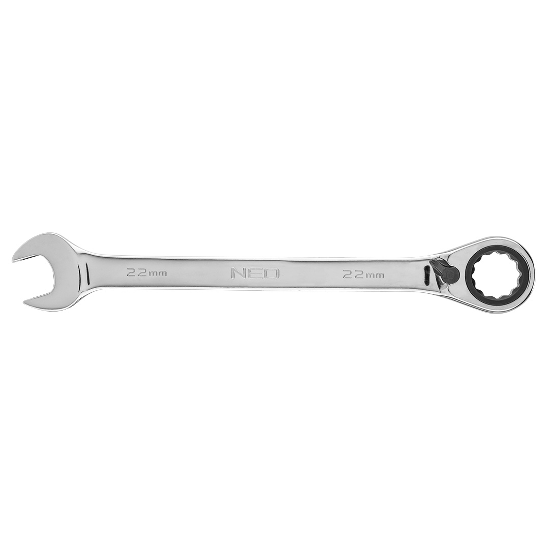 TOP-09-334--Klucz płasko-oczkowy z grzechotką 22 mm, stal CrV, 72-zęby grzechotki