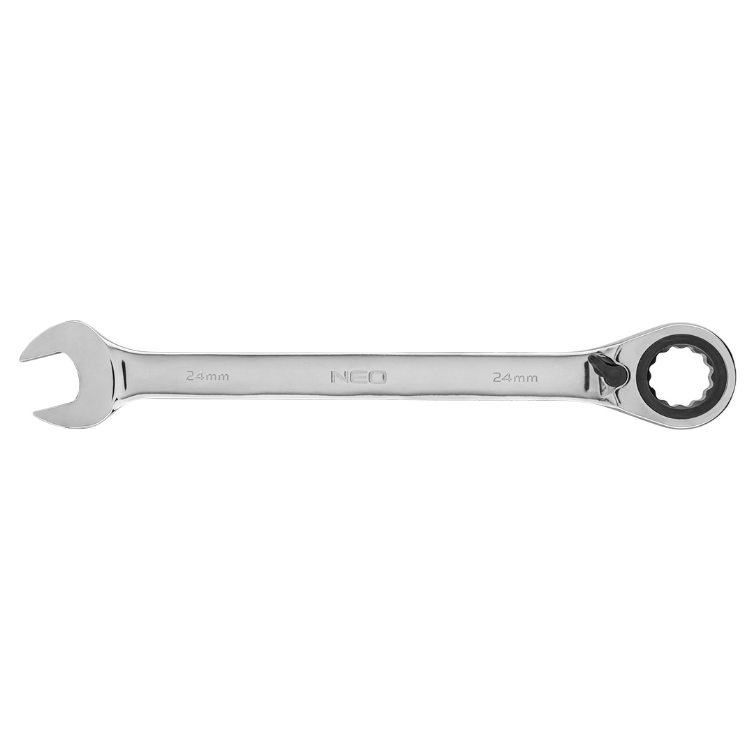 TOP-09-336--Klucz płasko-oczkowy z grzechotką 24 mm, stal CrV, 72-zęby grzechotki