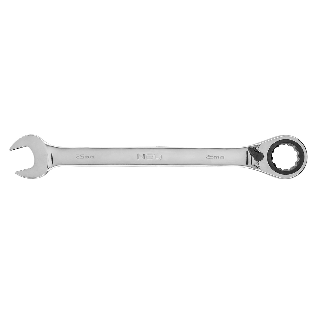 TOP-09-337--Klucz płasko-oczkowy z grzechotką 25 mm, stal CrV, 72-zęby grzechotki