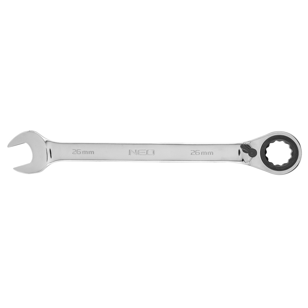 TOP-09-338--Klucz płasko-oczkowy z grzechotką 26 mm, stal CrV, 72-zęby grzechotki