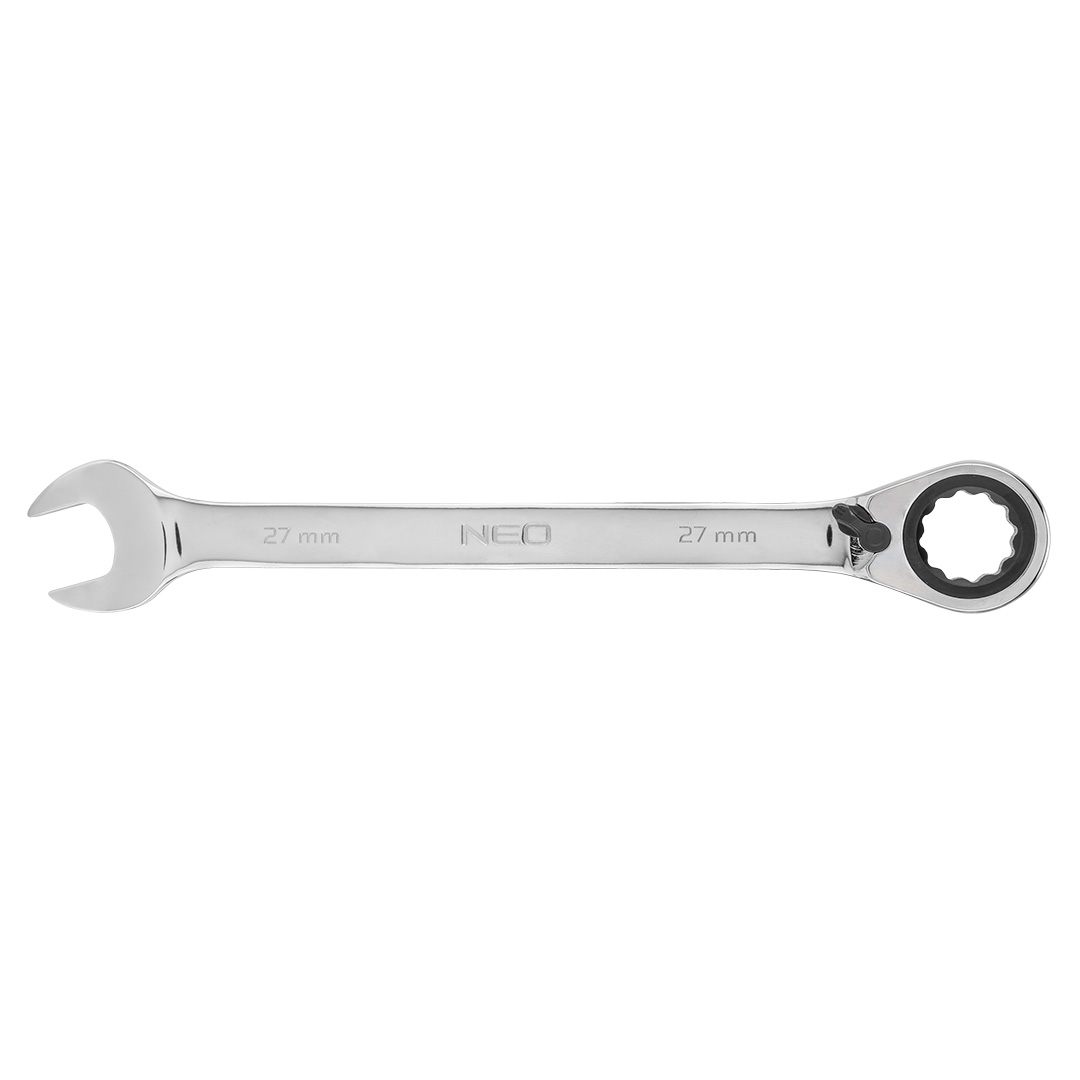 TOP-09-339--Klucz płasko-oczkowy z grzechotką 27 mm, stal CrV, 72-zęby grzechotki