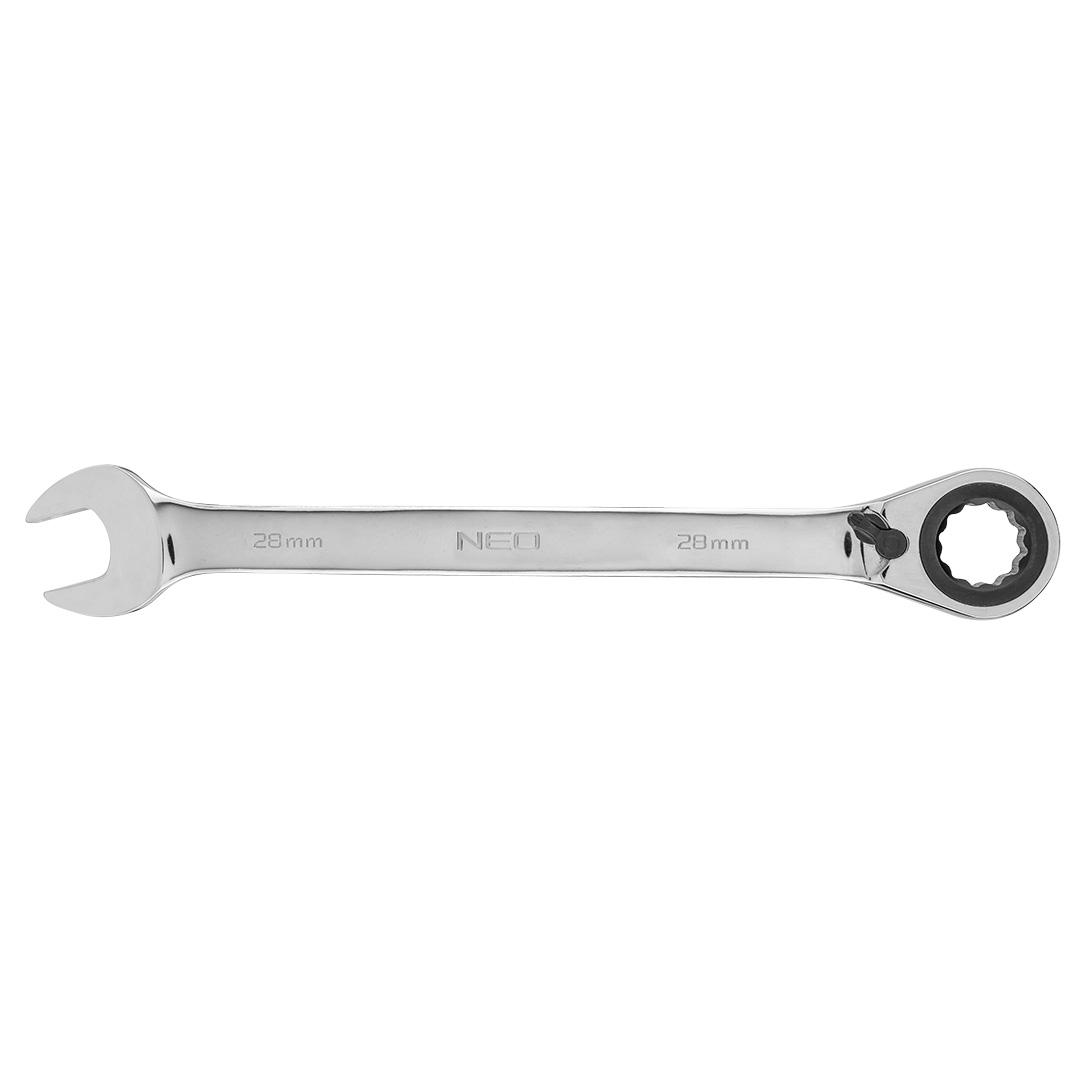 TOP-09-340--Klucz płasko-oczkowy z grzechotką 28 mm, stal CrV, 72-zęby grzechotki