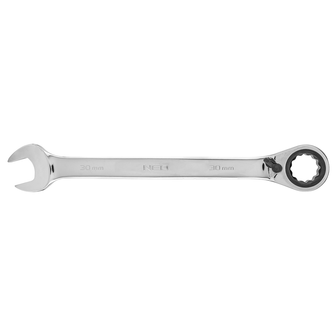 TOP-09-341--Klucz płasko-oczkowy z grzechotką 30 mm, stal CrV, 72-zęby grzechotki