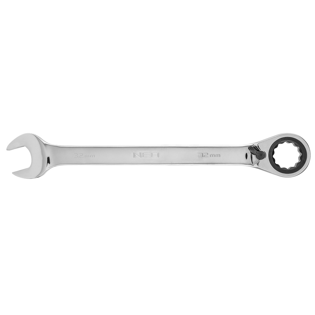 TOP-09-342--Klucz płasko-oczkowy z grzechotką 32 mm, stal CrV, 72-zęby grzechotki