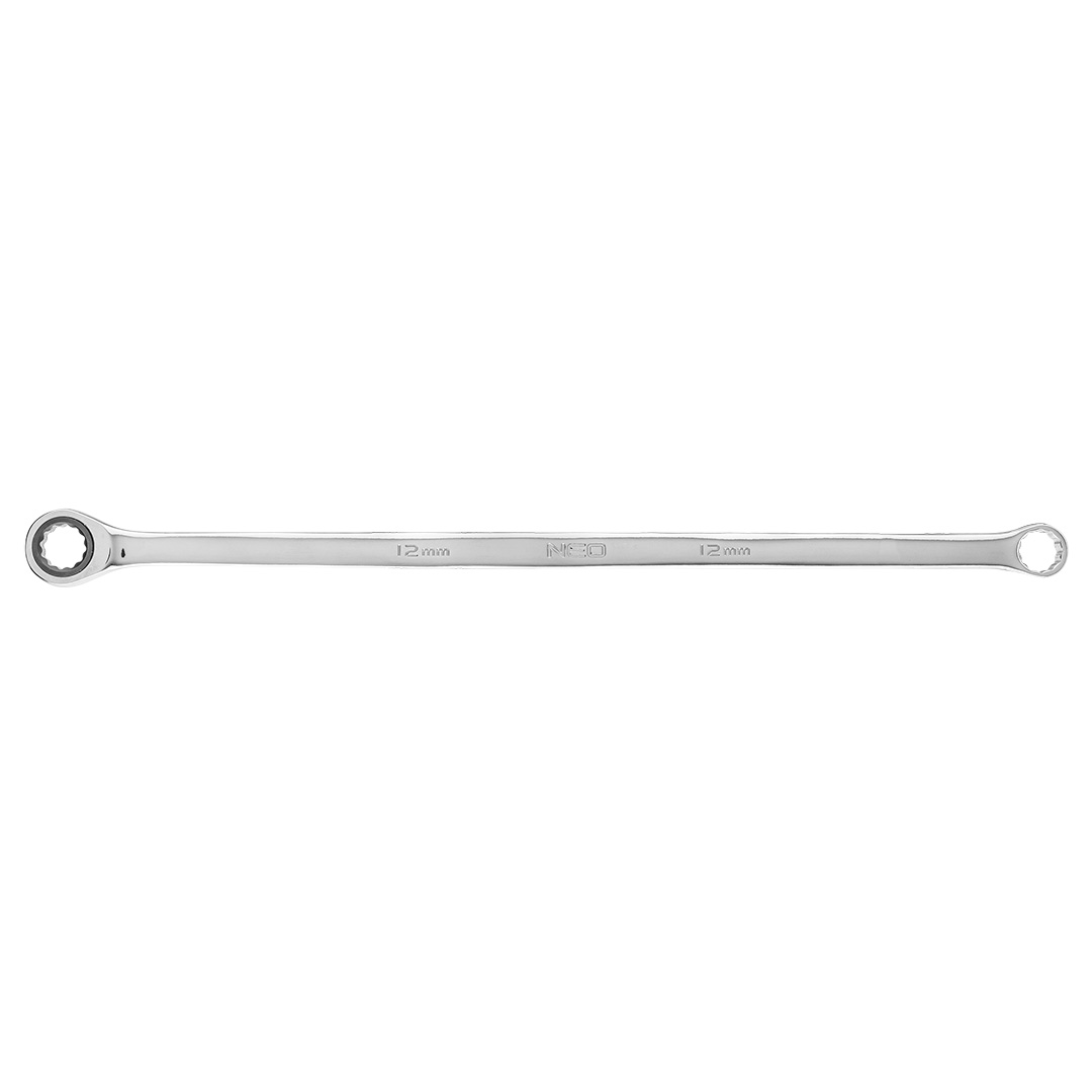 TOP-09-362--Klucz oczkowy dwustronny z grzechotką, długi 12 mm, CrV, grzechotka 72 zęby, długosć klucza 325 mm