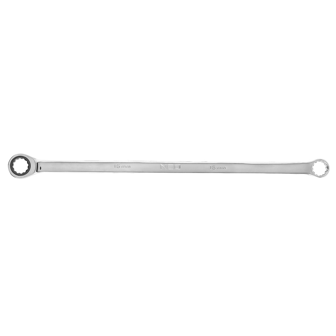 TOP-09-365--Klucz oczkowy dwustronny z grzechotką, długi 16 mm, CrV, grzechotka 72 zęby, długosć klucza 390 mm