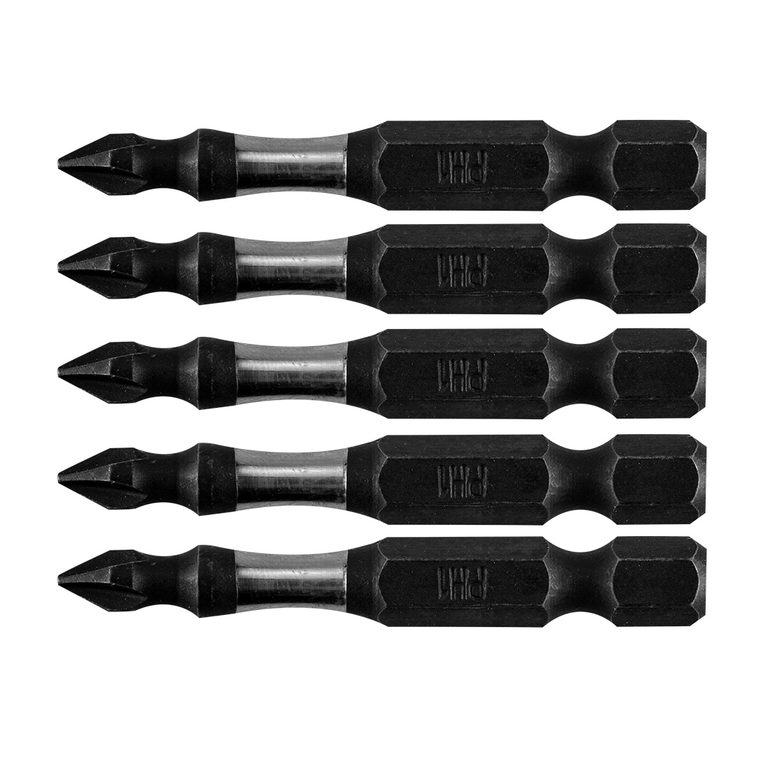 TOP-09-575--Bity udarowe, PH1, długość całkowita 50 mm, stal S2, napęd 1/4", 5 szt.
