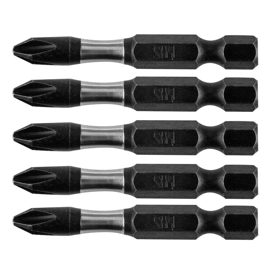 TOP-09-576--Bity udarowe, PH2, długość całkowita 50 mm, stal S2, napęd 1/4", 5 szt.