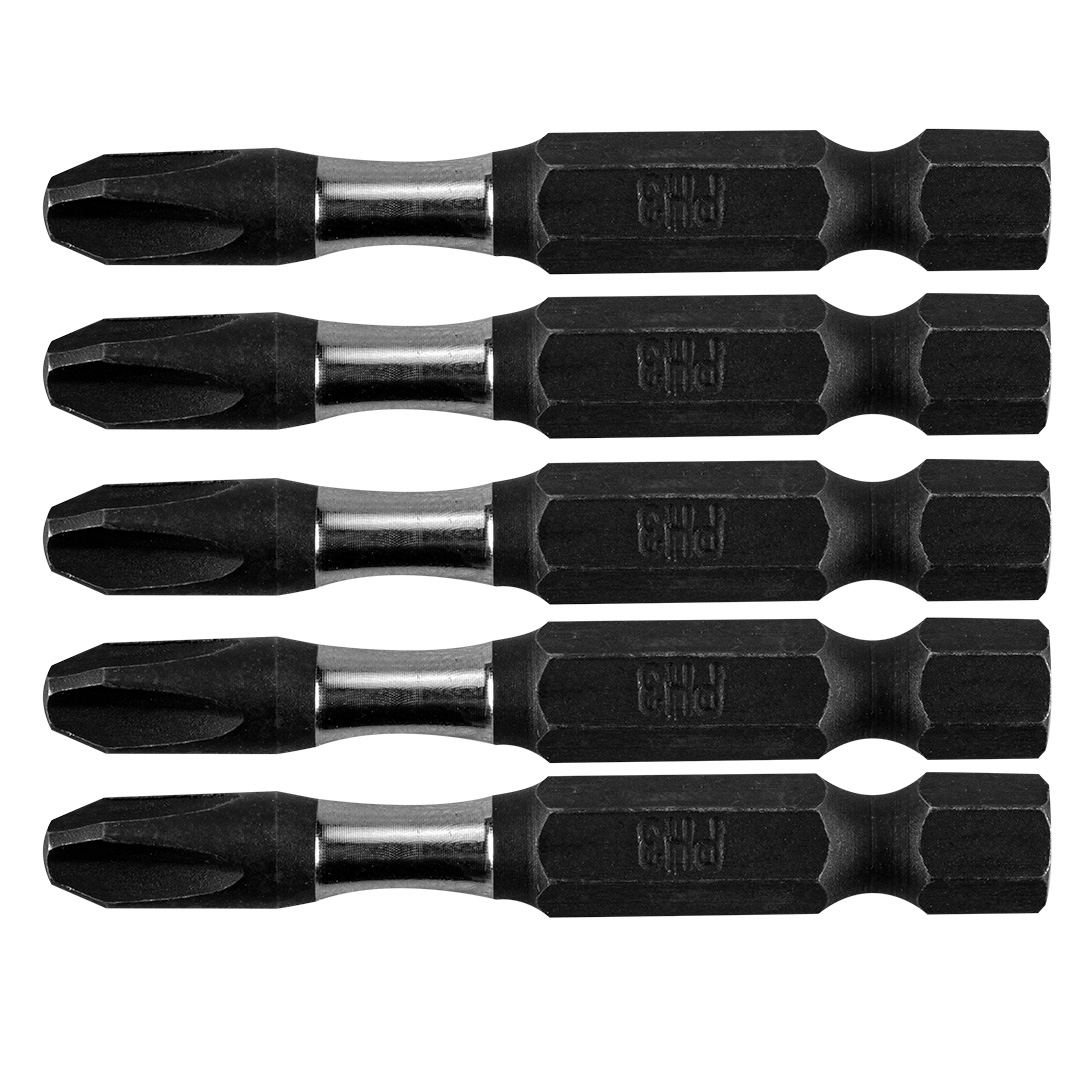 TOP-09-577--Bity udarowe, PH3, długość całkowita 50 mm, stal S2, napęd 1/4", 5 szt.