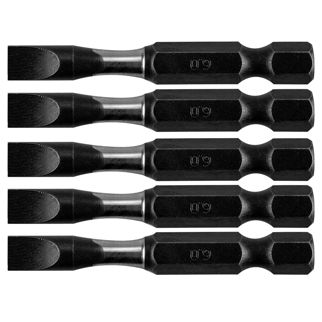 TOP-09-581--Bity udarowe, SL6, długość całkowita 50 mm, stal S2, napęd 1/4", 5 szt.