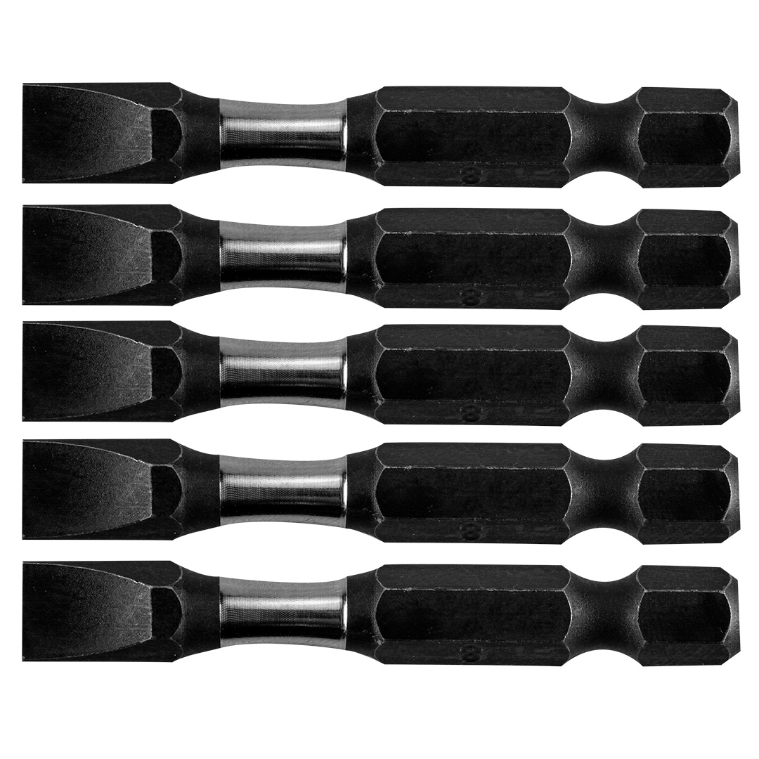 TOP-09-582--Bity udarowe, SL8, długość całkowita 50 mm, stal S2, napęd 1/4", 5 szt.
